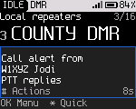 A call alert banner