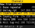 Every channel by number, yellow highlight