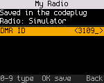 Typing a new DMR ID