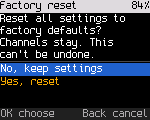 Factory reset confirmation