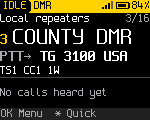 Home, DMR channel, yellow highlight