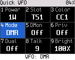 Quick settings in the DMR VFO
