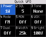 Quick settings, FM VFO