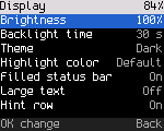 Settings, Display