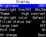 Display settings, high-contrast theme