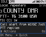 Call alert received