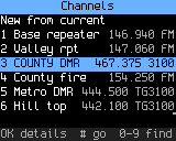 Every channel by number, light blue highlight
