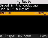 Typing a new DMR ID