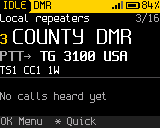 Home, DMR channel, yellow highlight