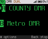 Dual watch on two receivers, large text