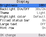 Display settings, light theme
