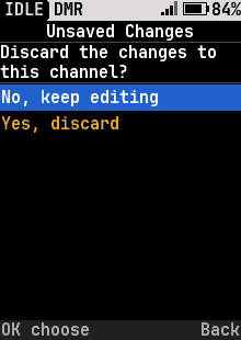 Leaving the channel editor with unsaved changes