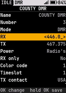 Channel editor: typing an RX frequency