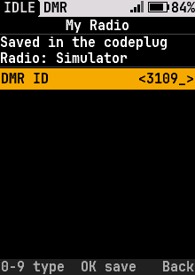 Typing a new DMR ID
