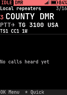 Home, DMR channel, red highlight