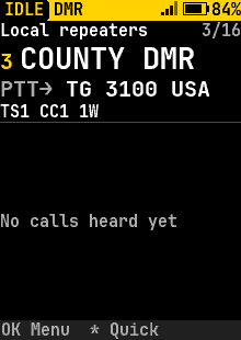 Home, DMR channel, yellow highlight