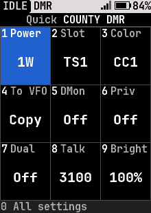 Quick settings, DMR