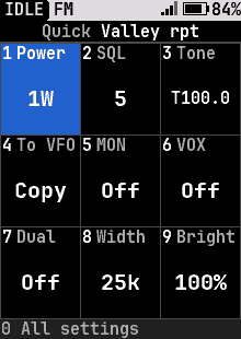 Quick settings, FM