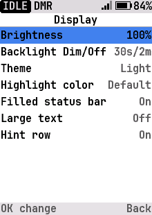 Display settings, light theme
