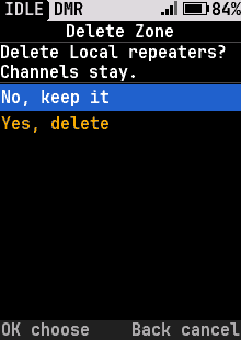 Deleting a zone asks first
