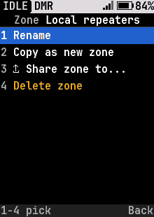 Zone options
